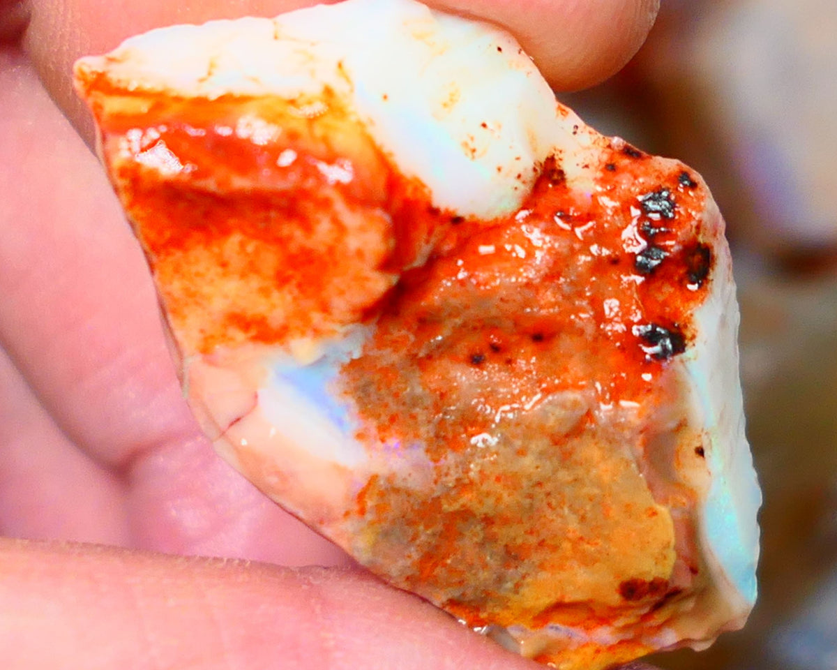 Huge Chunk of Light base Coober Pedy Seam opal rough 38.00cts Bar showing blues to explore 40x23x9mm Lot B4-A038