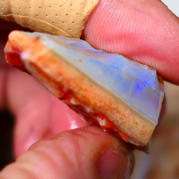 Coober Pedy Big Thick Seam opal rough 50.00cts Blue dominant Multifires 36x16x14mm Lot B4-A093