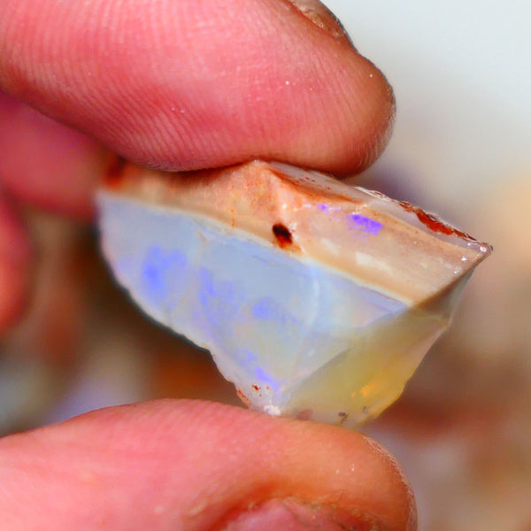 Coober Pedy Big Thick Seam opal rough 50.00cts Blue dominant Multifires 36x16x14mm Lot B4-A093