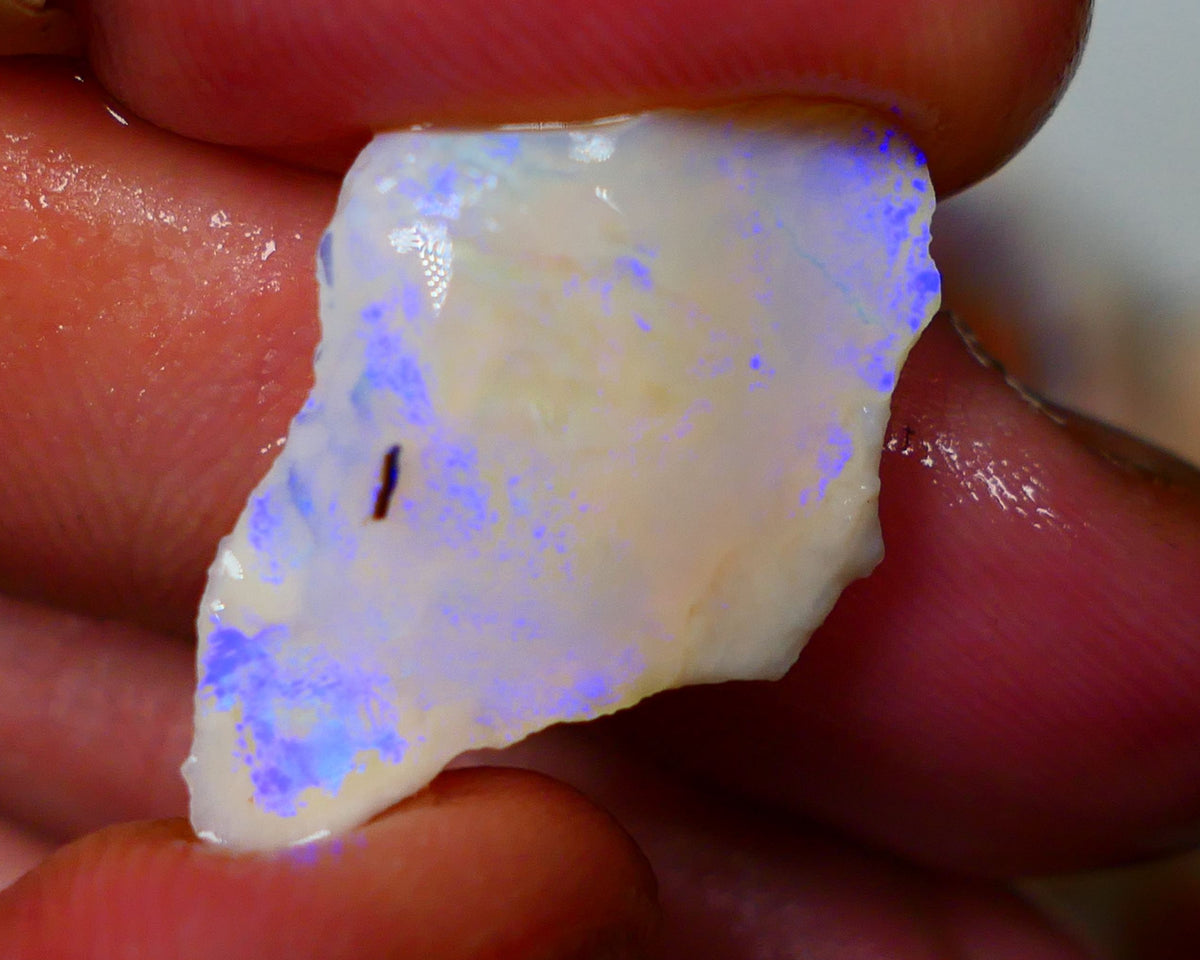 Bright Blues on this light/white base seam opal rough 6.75cts From Coober Pedy 26x17x4mm  Lot B4-A061