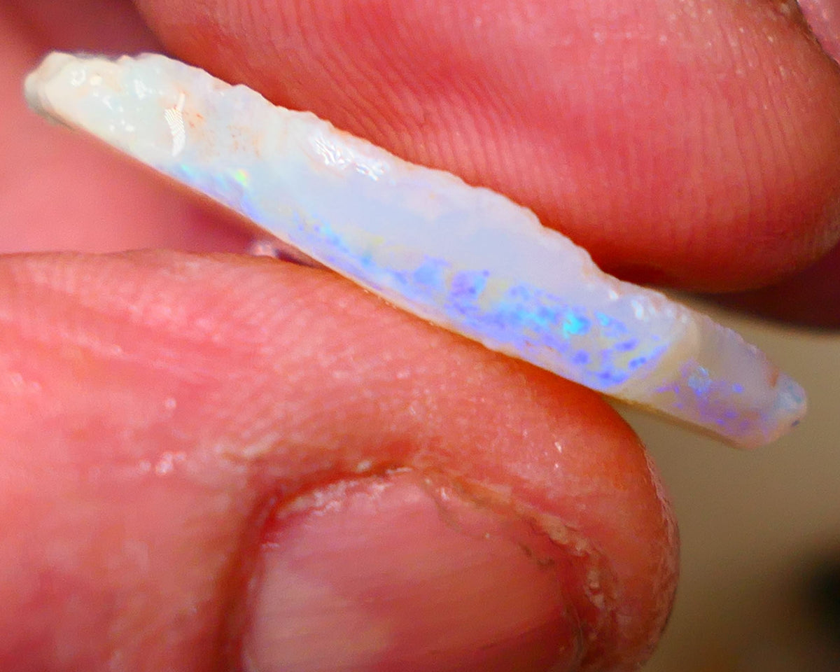 Coober Pedy Light  base seam opal rough 13.00cts Flat bar with Light blue and Green fires  to gamble 30x17x4mm  Lot B4-A050