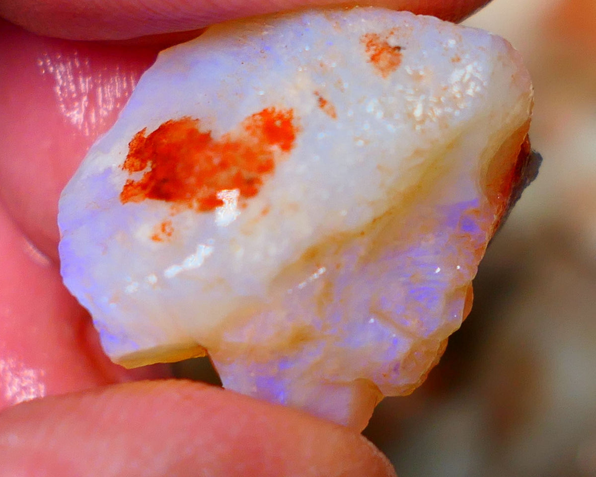 Big Thick Crystal Seam opal rough/raw 35.00cts From Coober Pedy Lots of blue fires showing all around 24x18x15mm Lot B4-A047