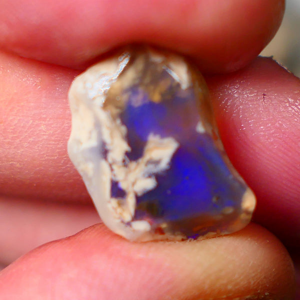 Broad zone of Royal Blues 8.75cts Rub Rough Lightning Ridge Knobby opal 18x12x7mm  Lot B4-A076