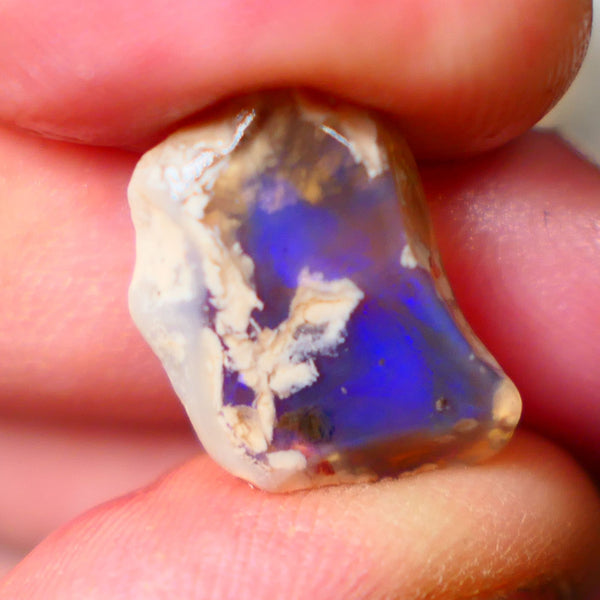 Broad zone of Royal Blues 8.75cts Rub Rough Lightning Ridge Knobby opal 18x12x7mm  Lot B4-A076