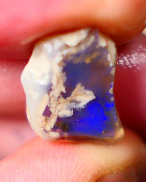 Broad zone of Royal Blues 8.75cts Rub Rough Lightning Ridge Knobby opal 18x12x7mm  Lot B4-A076