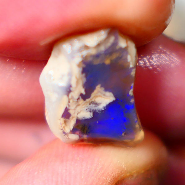 Broad zone of Royal Blues 8.75cts Rub Rough Lightning Ridge Knobby opal 18x12x7mm  Lot B4-A076