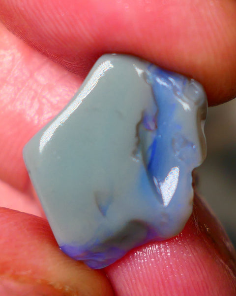 Dark Base Seam Rough 9.75cts Lightning Ridge showing nice blues 19x15x6mm  Lot B4-A070