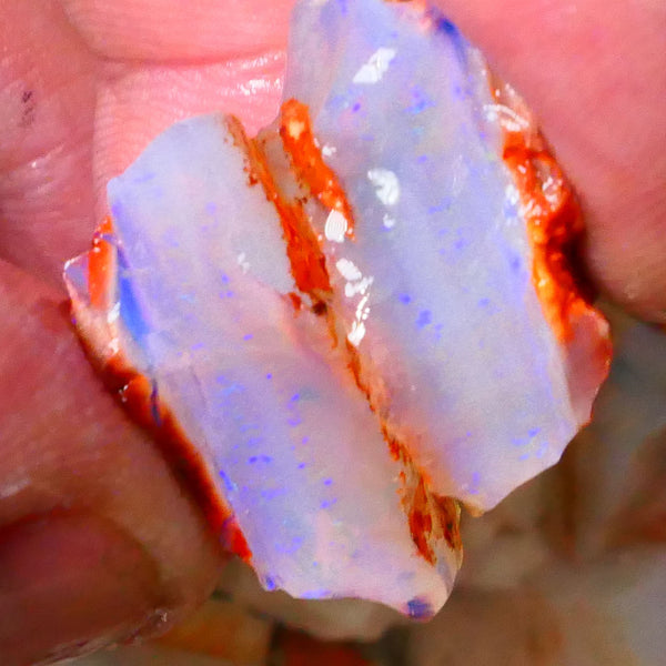 Big Thick Crystal Seams to cut 43.00cts Coober Pedy lots of blues to go at 23x18x11mm & 25x14x10mm Lot B4-A087