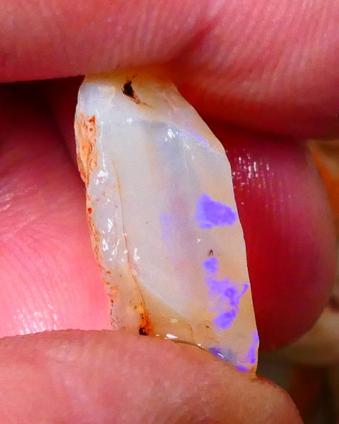 Coober Pedy Crystal Seam opal rough 16.75cts Flat bar showing blue fires to cut 21x19x8mm Lot B4-A086
