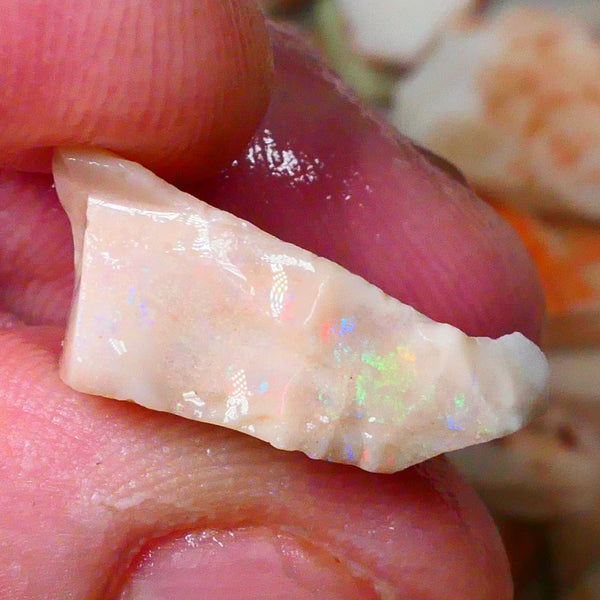 Reds/Orange/Yellow exposed on this rub rough 11.20cts Coober Pedy Dark Base Seam 20x17x7mm  Lot B4-A085