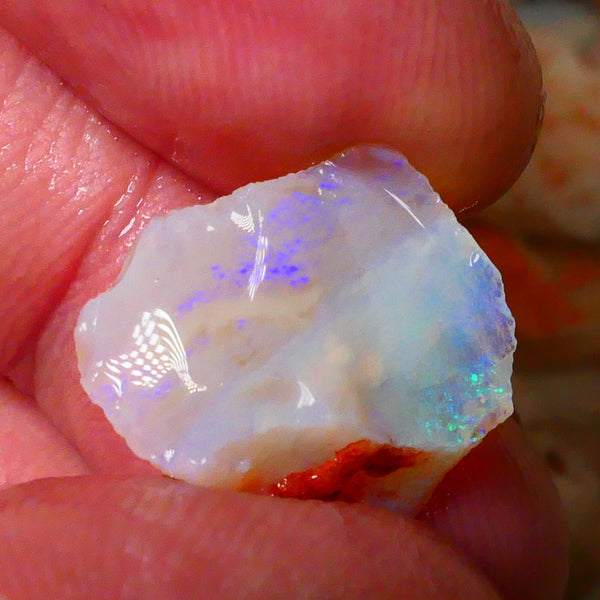 Coober Pedy Seam opal rough 8.20cts Dark base Blues & Greens exposed to go at 17x16x9mm  Lot B4-A084