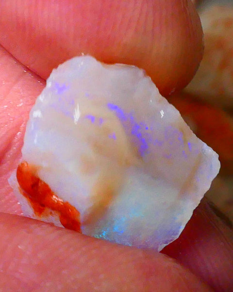 Coober Pedy Seam opal rough 8.20cts Dark base Blues & Greens exposed to go at 17x16x9mm  Lot B4-A084