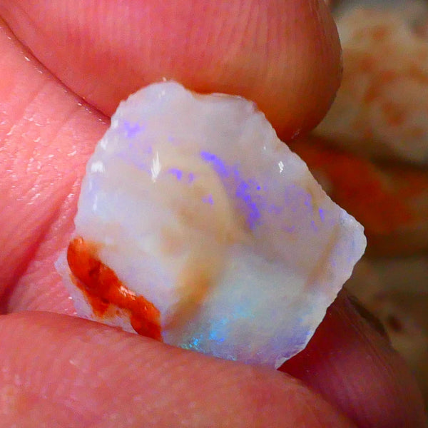 Coober Pedy Seam opal rough 8.20cts Dark base Blues & Greens exposed to go at 17x16x9mm  Lot B4-A084