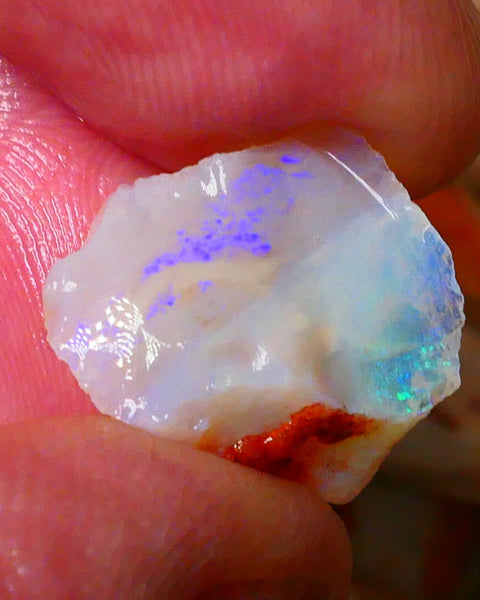 Coober Pedy Seam opal rough 8.20cts Dark base Blues & Greens exposed to go at 17x16x9mm  Lot B4-A084
