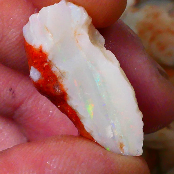 Coober Pedy Seam opal rough 20.00cts Multicolours showing in Multi bars to gamble 26x13x12mm Lot B4-A082