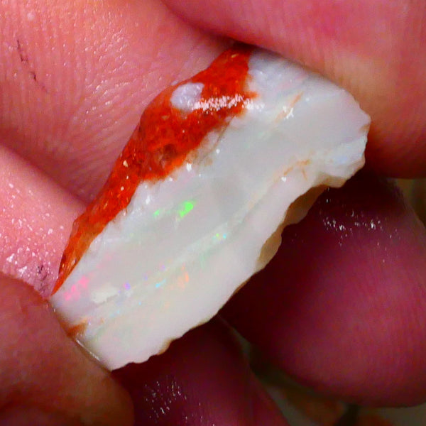 Coober Pedy Seam opal rough 20.00cts Multicolours showing in Multi bars to gamble 26x13x12mm Lot B4-A082