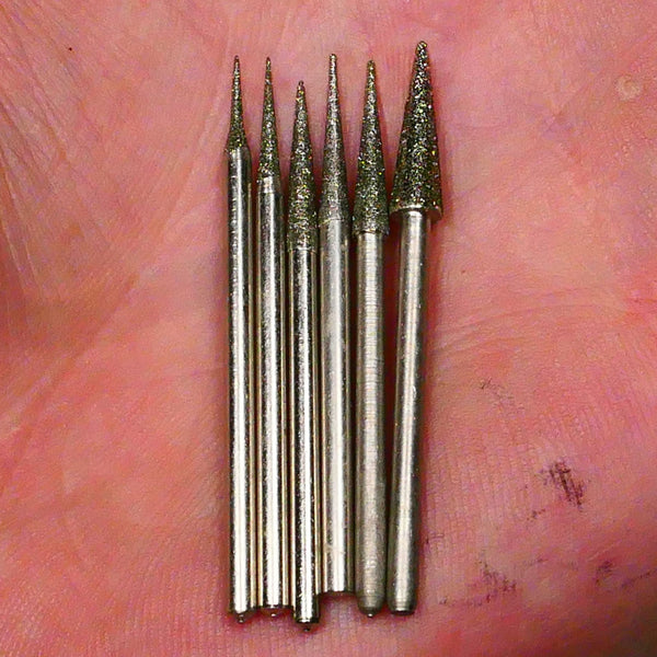 PULSAR DIAMOND® 2.35mm Shanked Diamond ELW Set of 6 pcs 1mm-4mm Point Hole Reaming Burr Set Lot B4-A113