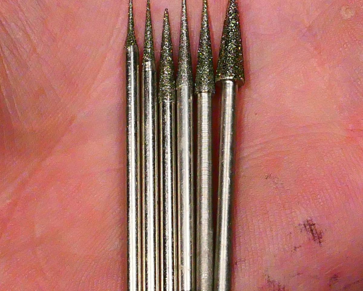 PULSAR DIAMOND® 2.35mm Shanked Diamond ELW Set of 6 pcs 1mm-4mm Point Hole Reaming Burr Set Lot B4-A113