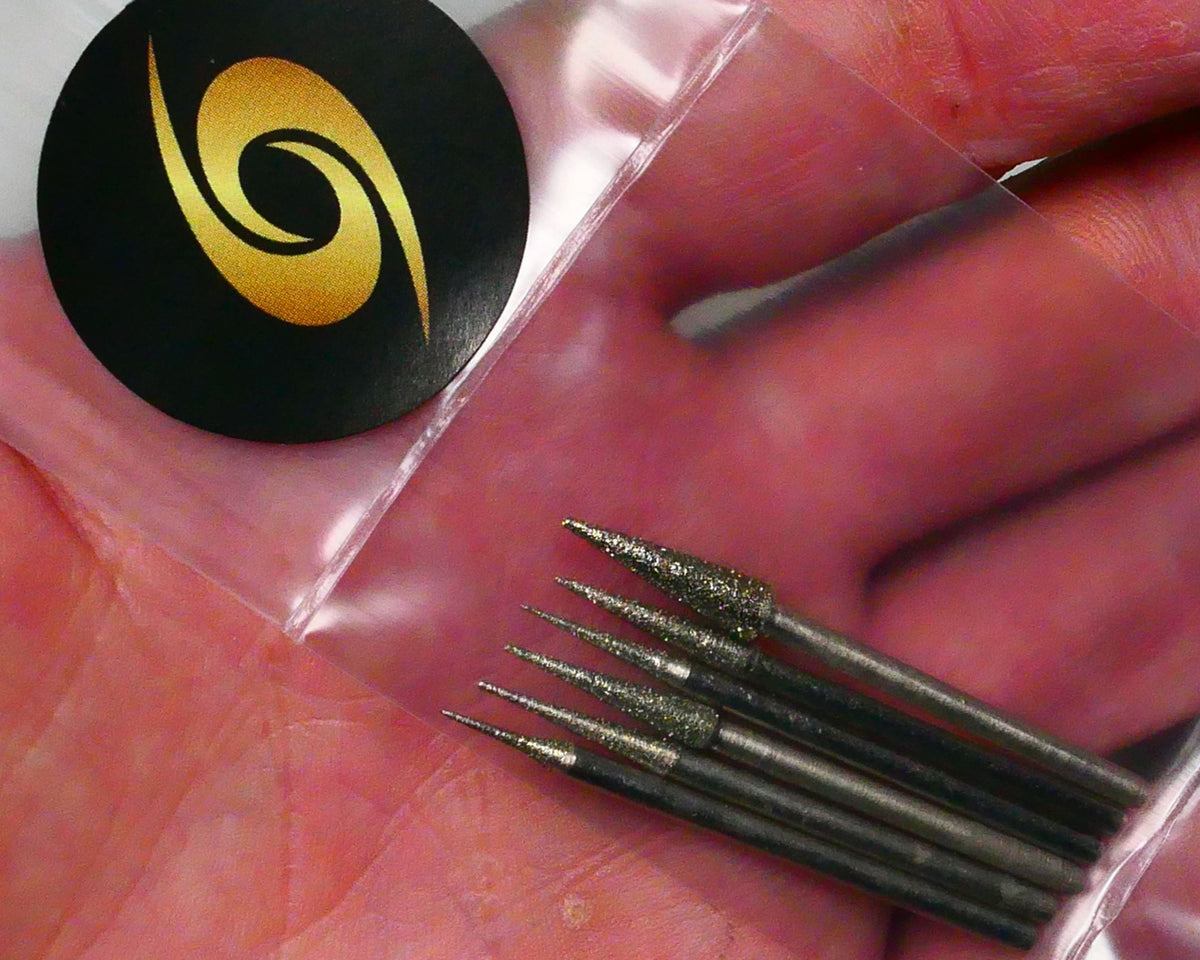 PULSAR DIAMOND® 2.35mm Shanked Diamond ELW Set of 6 pcs 1mm-4mm Point Hole Reaming Burr Set Lot B4-A113