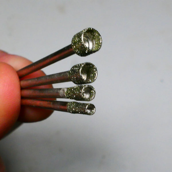 PULSAR DIAMOND® 2.35mm Shanked Micro-Core™ Stone Glass Opal Rock Diamond EPW Lapidary boring burrs 2.5mm to 5.00mm 4 piece set Fit Dremel Rotary tools Burrs Grinder B4-Axxx