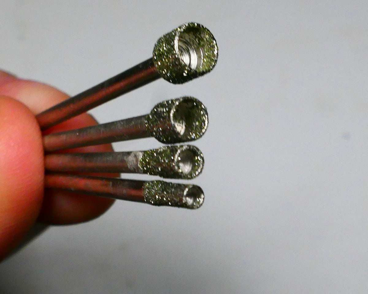 PULSAR DIAMOND® 2.35mm Shanked Micro-Core™ Stone Glass Opal Rock Diamond EPW Lapidary boring burrs 2.5mm to 5.00mm 4 piece set Fit Dremel Rotary tools Burrs Grinder B4-Axxx