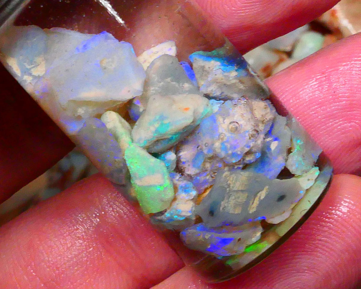 Lightning Ridge Bright opal rough chips 36.00cts Lots of Multicolours 10mm to chip size Lot B4-A110 (jar not included)