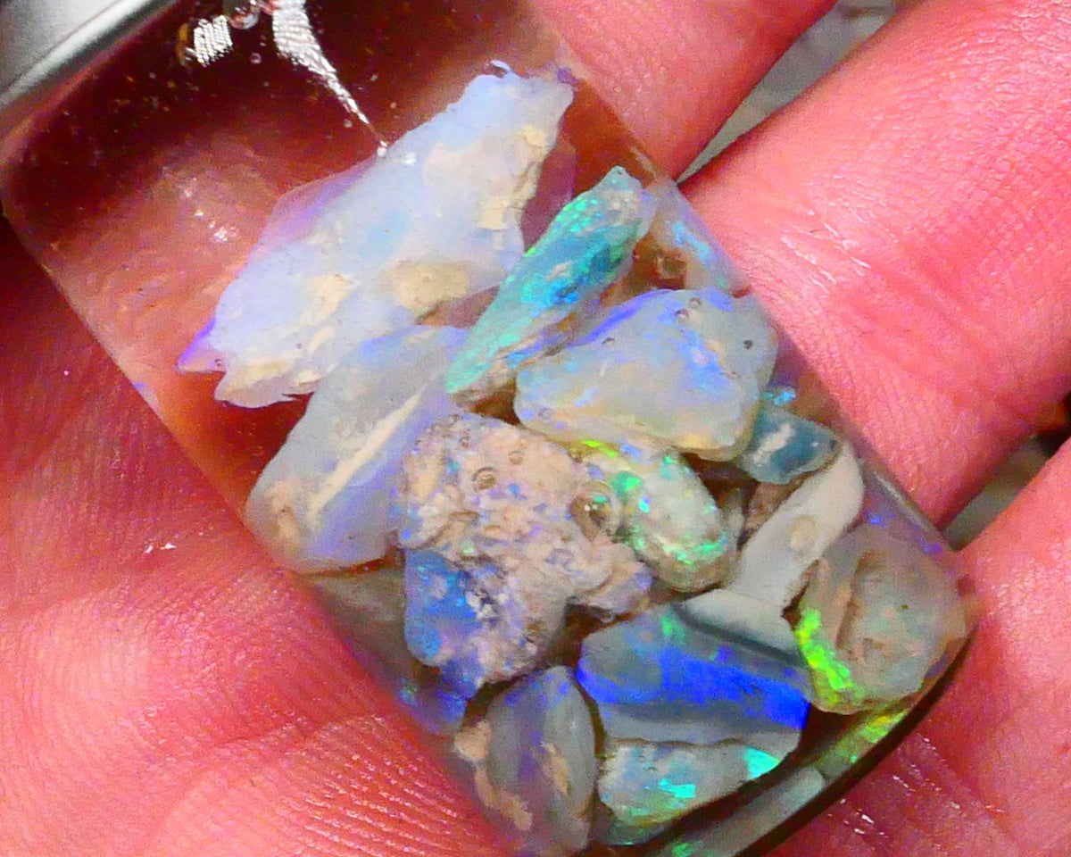 Lightning Ridge Bright opal rough chips 36.00cts Lots of Multicolours 10mm to chip size Lot B4-A110 (jar not included)