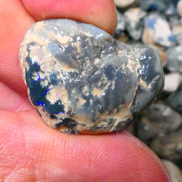 Lightning Ridge Black Centered Knobby opal rough 28.00ctsSome Bright Blues to Gamble 28x20x9mm  Lot B4-A124