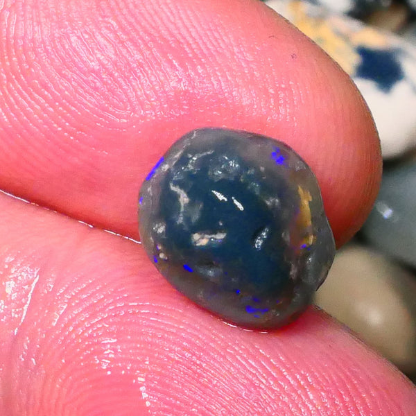 Lightningnt Ridge Untouched Knobby opal rough 6.00cts Dark Crystal Bright Blue bar 11x10x10mm Lot B4-A125