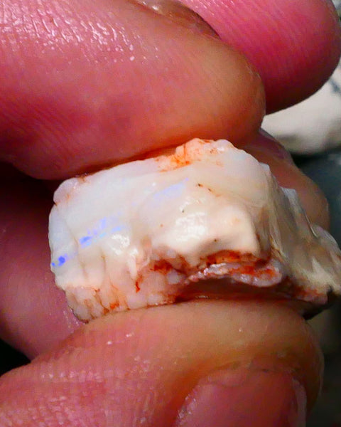 Coober Pedy White Base Seam opal rough 24.00cts Thin Bright Blue bar to chase & explore 22x16x13mm  Lot B4-A410