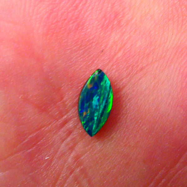 Coober Pedy Gem Quality Opal Doublet 0.40cts Crystal on Boulder backing Gorgeous Multifires  7x4x2mm Lot B4-A159