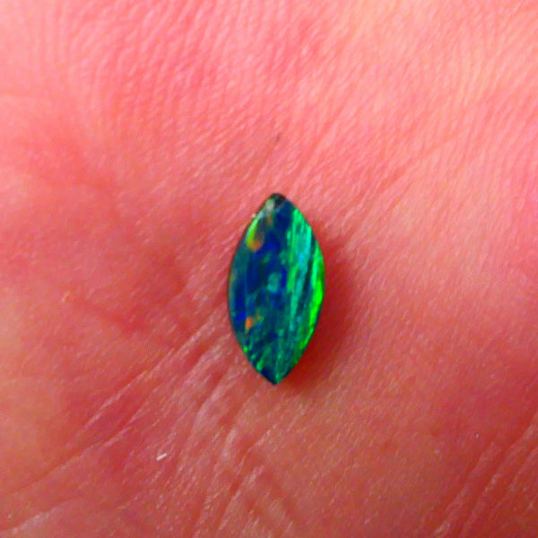 Coober Pedy Gem Quality Opal Doublet 0.40cts Crystal on Boulder backing Gorgeous Multifires  7x4x2mm Lot B4-A159