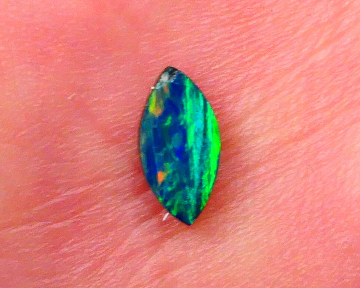 Coober Pedy Gem Quality Opal Doublet 0.40cts Crystal on Boulder backing Gorgeous Multifires  7x4x2mm Lot B4-A159