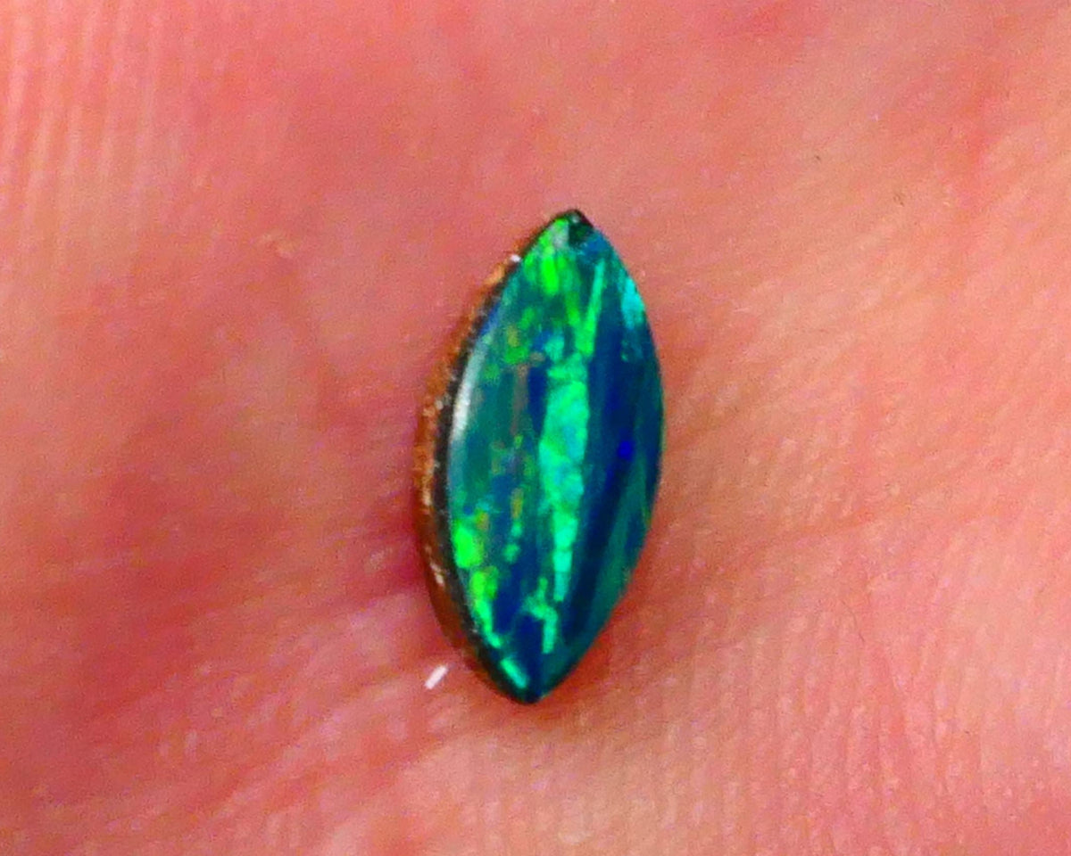 Coober Pedy Gem Quality Opal Doublet 0.40cts Crystal on Boulder backing Gorgeous Multifires  7x4x2mm Lot B4-A159