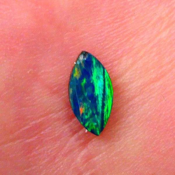 Coober Pedy Gem Quality Opal Doublet 0.40cts Crystal on Boulder backing Gorgeous Multifires  7x4x2mm Lot B4-A159