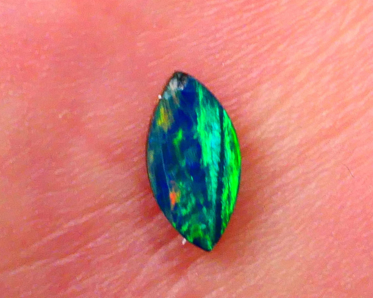 Coober Pedy Gem Quality Opal Doublet 0.40cts Crystal on Boulder backing Gorgeous Multifires  7x4x2mm Lot B4-A159