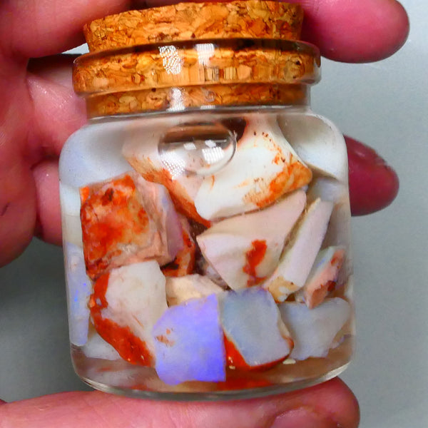 Coober Pedy Seam opal rough 230cts Potch and some colours to explore 20mm to chip size Jar not included  Lot B4-A153