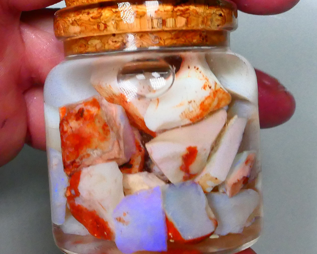 Coober Pedy Seam opal rough 230cts Potch and some colours to explore 20mm to chip size Jar not included  Lot B4-A153