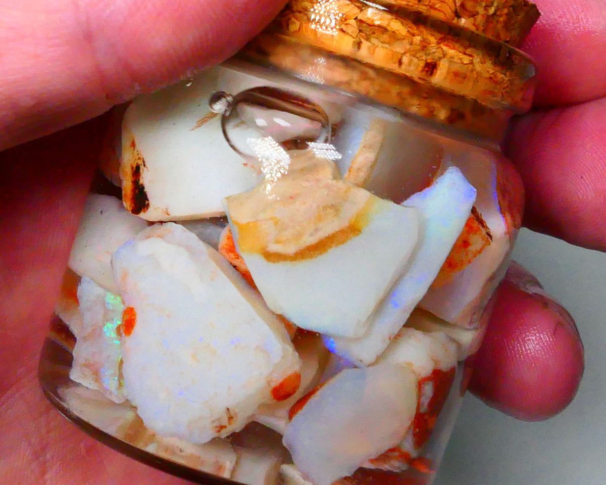 Coober Pedy Seam opal rough 230cts Potch and some colours to explore 20mm to chip size Jar not included  Lot B4-A153