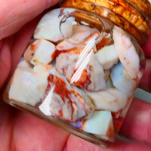 Coober Pedy Seam opal rough 230cts Potch and some colours to explore 20mm to chip size Jar not included  Lot B4-A154