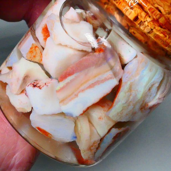 Coober Pedy Seam opal rough 230cts Potch and some colours to explore 20mm to chip size Jar not included  Lot B4-A154