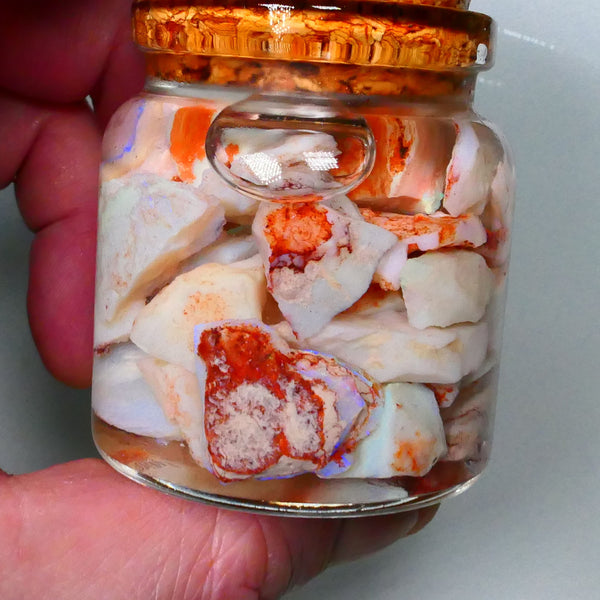 Coober Pedy Seam opal rough 230cts Potch and some colours to explore 20mm to chip size Jar not included  Lot B4-A154