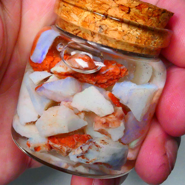 Coober Pedy Seam opal rough 230cts Potch and some colours to explore 20mm to chip size Jar not included  Lot B4-A155