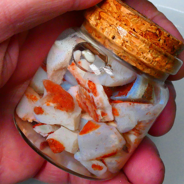 Coober Pedy Seam opal rough 230cts Potch and some colours to explore 20mm to chip size Jar not included  Lot B4-A155