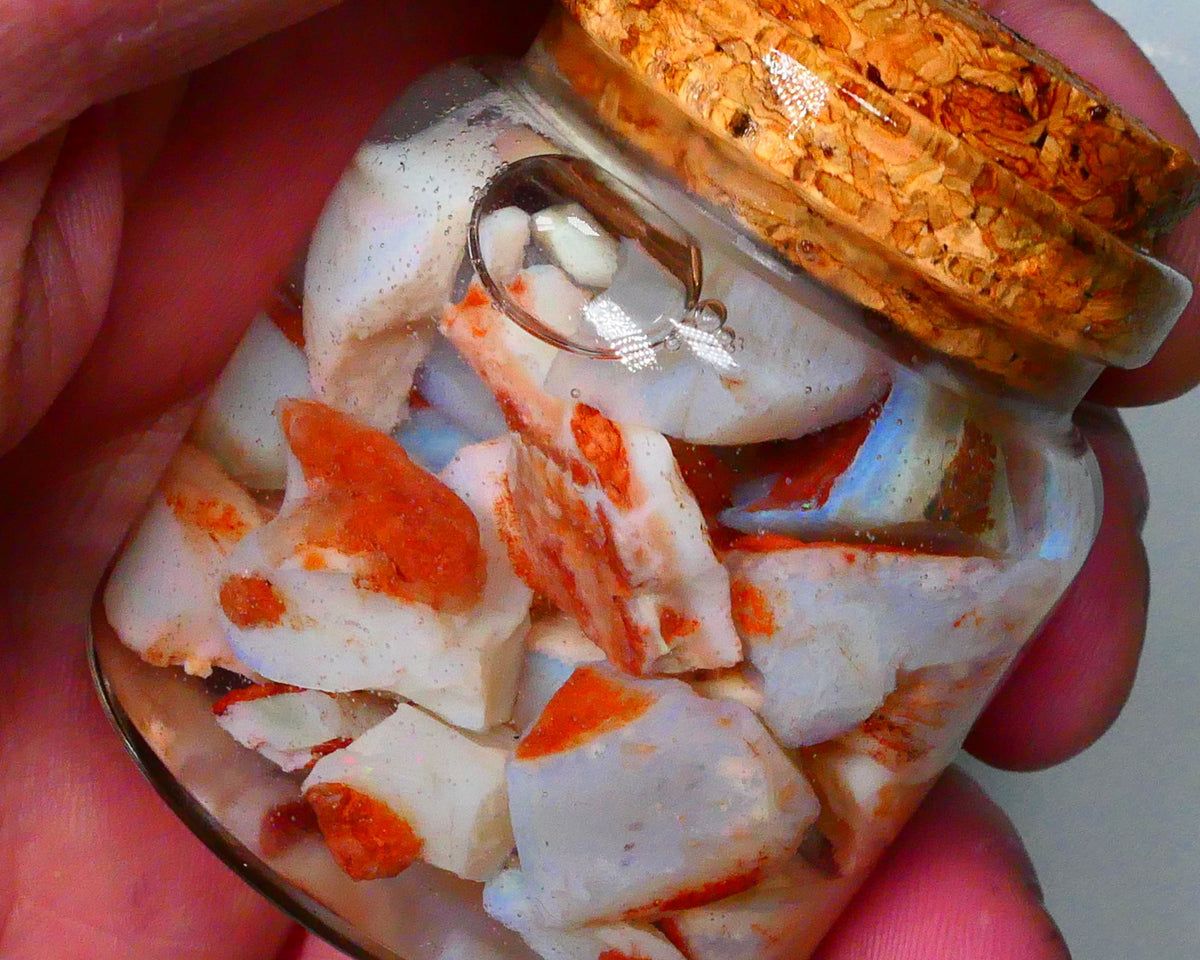 Coober Pedy Seam opal rough 230cts Potch and some colours to explore 20mm to chip size Jar not included  Lot B4-A155