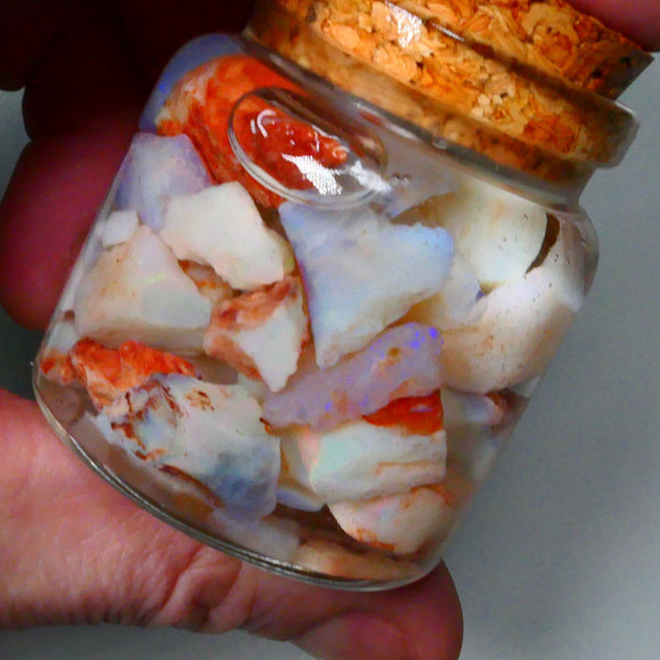 Coober Pedy Seam opal rough 230cts Potch and some colours to explore 20mm to chip size Jar not included  Lot B4-A155