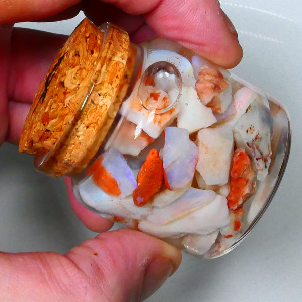 Coober Pedy Seam opal rough 230cts Potch and some colours to explore 20mm to chip size Jar not included  Lot B4-A155