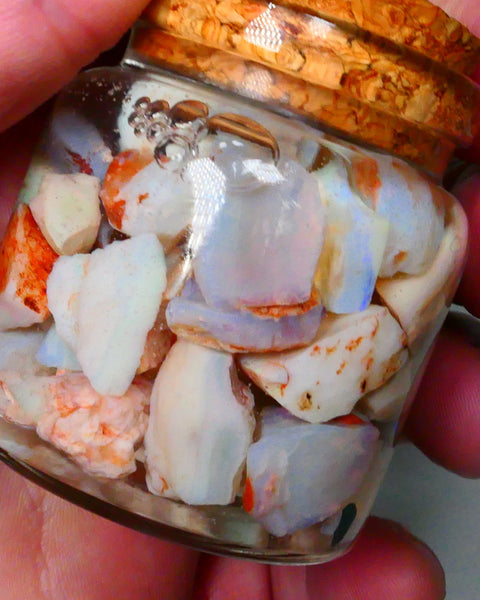 Coober Pedy Seam opal rough 230cts Potch and some colours to explore 20mm to chip size Jar not included  Lot B4-A156