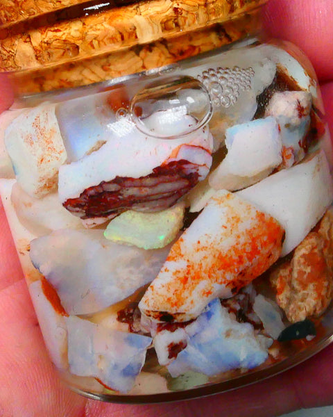Coober Pedy Seam opal rough 230cts Potch and some colours to explore 20mm to chip size Jar not included  Lot B4-A156