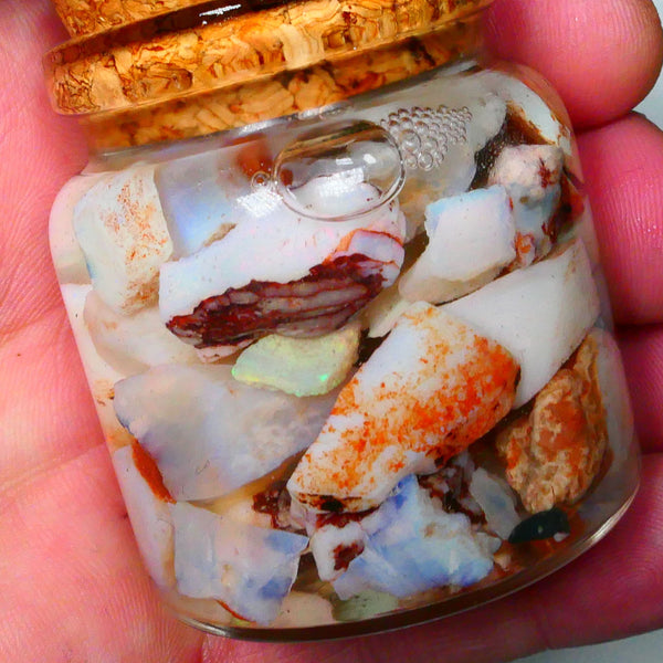 Coober Pedy Seam opal rough 230cts Potch and some colours to explore 20mm to chip size Jar not included  Lot B4-A156